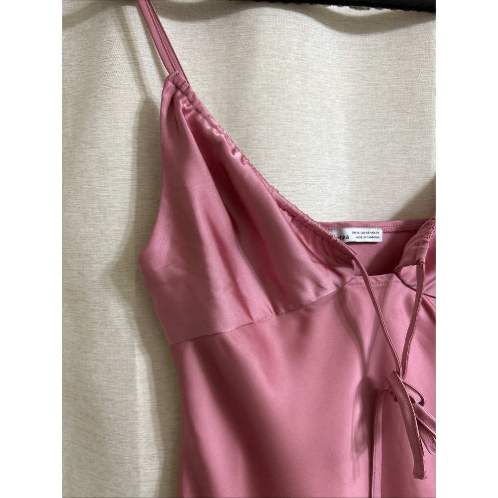 Pink Satin Slip Dress Size S Mini Spaghetti Strap Lingerie Style Y2K - Picture 4 of 9